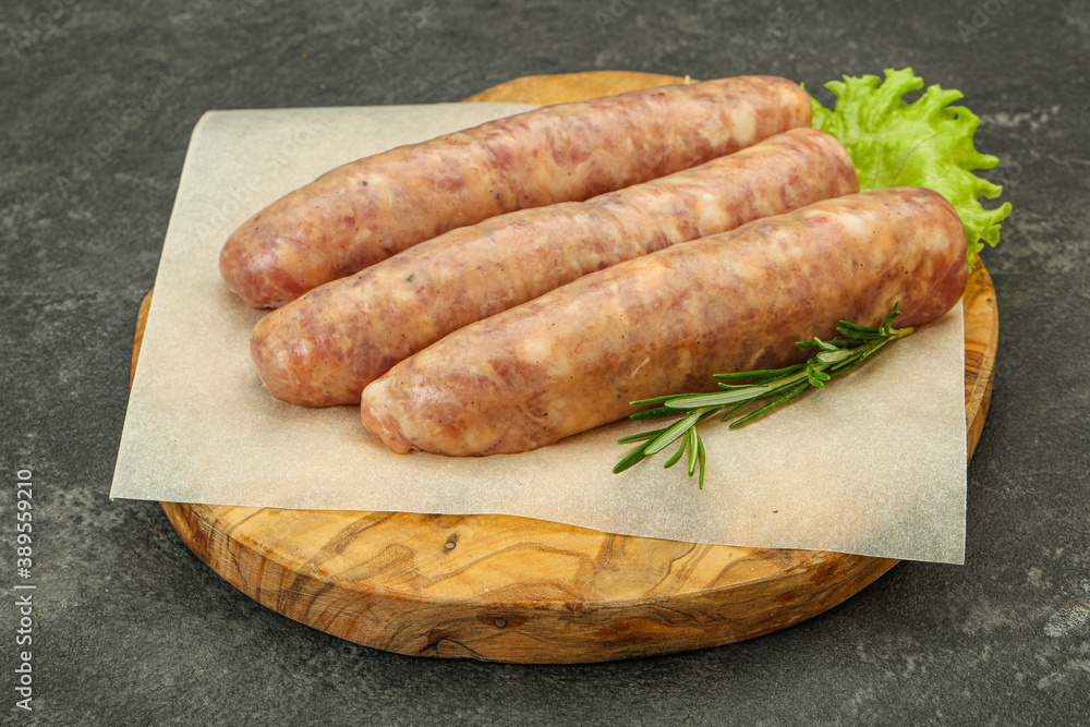 Raw pork meat sausages for grill Raw pork meat sausages for grill