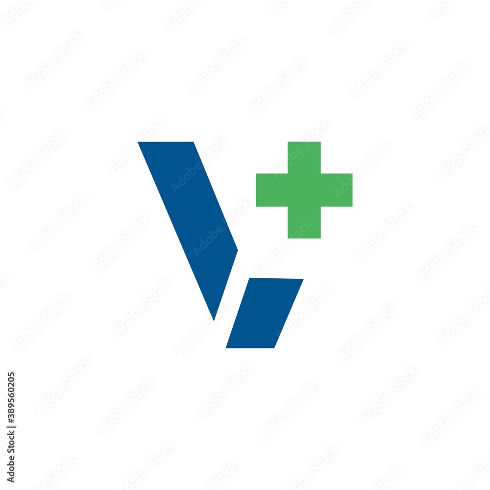 Initials V and plus logo design for healthcare companies Initials V and plus logo design for healthcare companies