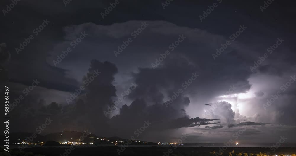 lightning timelapse storm over Martinique spectacular thunderstorm in the west indies tropical island