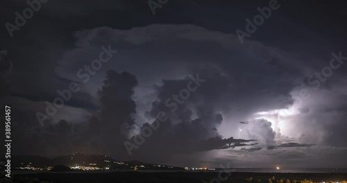 lightning timelapse storm over Martinique spectacular thunderstorm in the west indies tropical island