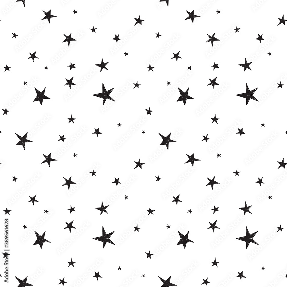 Set of cute hand drawn star. Abstract vector seamless pattern with black starry. Set of cute hand drawn star. Abstract vector seamless pattern with black starry.