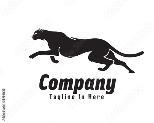 running black cat, tiger, lion, jaguar, cheetah, panther logo design illustration
