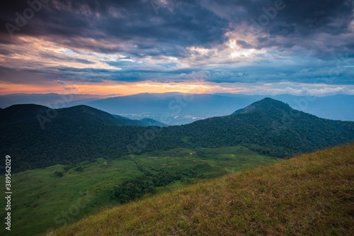 Landscape of meadow on high mountain in Doi Mon Chong, Chiangmai, Thailand.