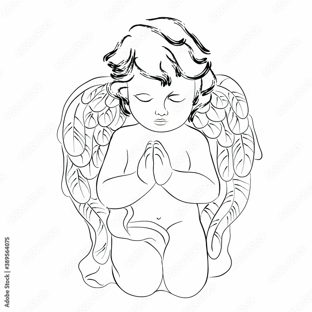 Vector illustration of praying cupid. Isolated image of an antique character.
Vector illustration of praying cupid. Isolated image of an antique character.