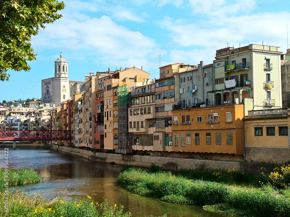 Onyar River in Girona, Spain