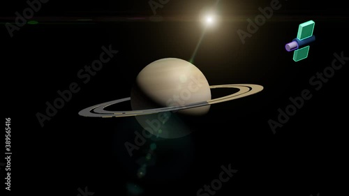 Saturn Planet and Ring. 3d animation