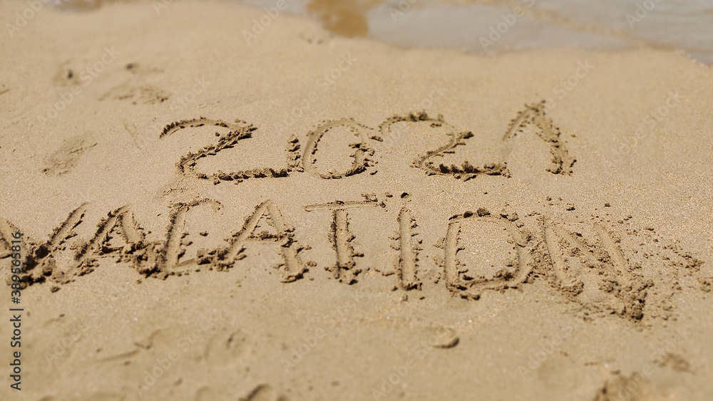 handmade written VACATION on the sea beach handmade written VACATION on the sea beach
