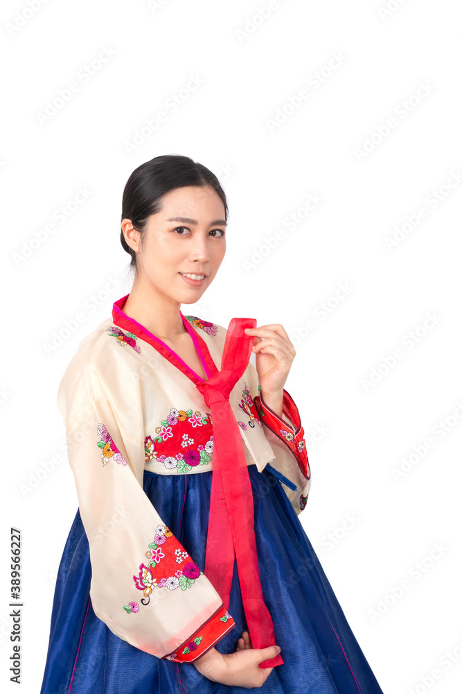 Attractive Woman wearing traditional korean dress, Hanbok. Women wearing traditional Korean hanbok traditional dress. Women wearing traditional korean dress (Hanbok) isolated on white background. Attractive Woman wearing traditional korean dress, Hanbok. Women wearing traditional Korean hanbok traditional dress. Women wearing traditional korean dress (Hanbok) isolated on white background.