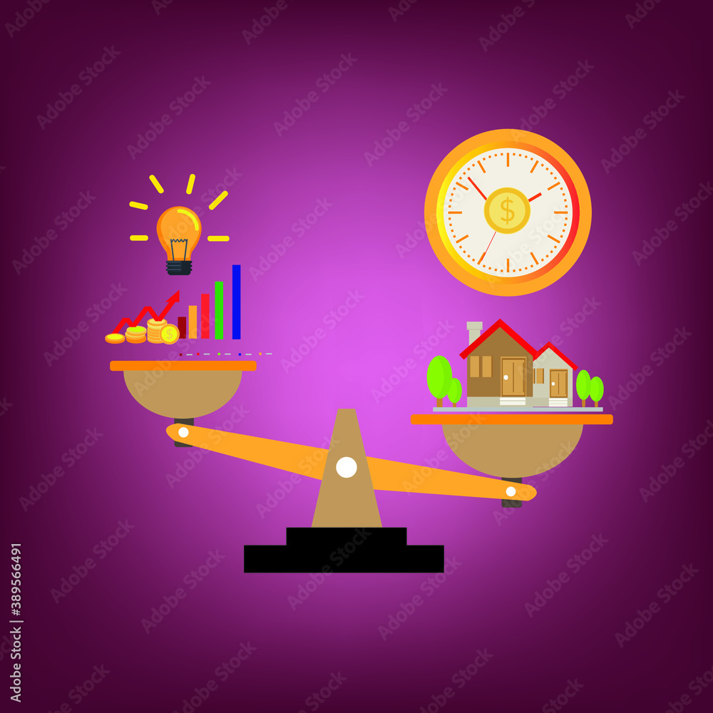 Naklejka premium illustration of a clock with money