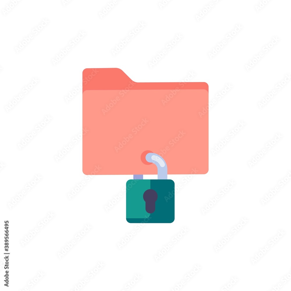 File folder protection flat icon, vector sign, cyber security folder with lock colorful pictogram isolated on white. Symbol, logo illustration. Flat style design File folder protection flat icon, vector sign, cyber security folder with lock colorful pictogram isolated on white. Symbol, logo illustration. Flat style design