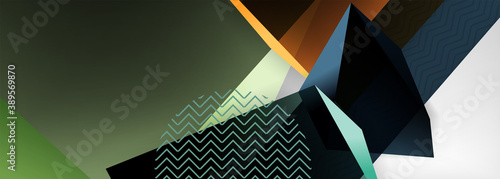 Low poly 3d geometric shapes, minimal abstract background. Vector illustrations for covers, banners, flyers and posters and other