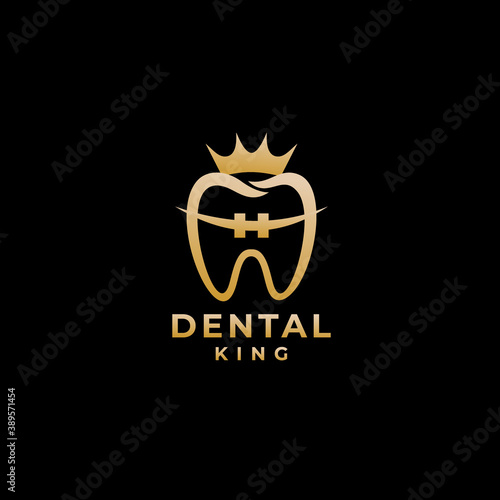 Orthodontic and dental clinic gold logo design 