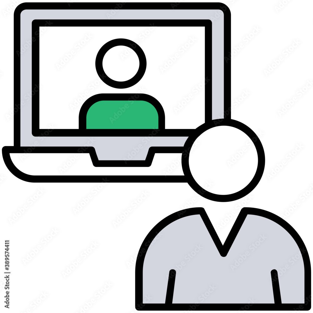 A monitor screen with a man avatar presenting concept of video calling
A monitor screen with a man avatar presenting concept of video calling