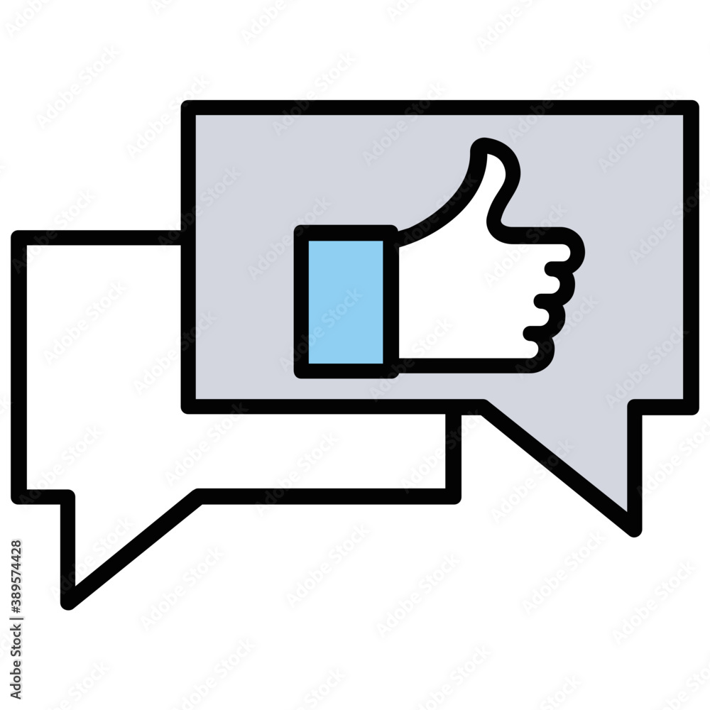 Speech bubbles with thumbs up gesture symbolising positive interaction
Speech bubbles with thumbs up gesture symbolising positive interaction