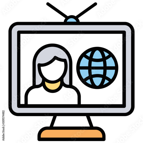 
Online newscast flat icon design
