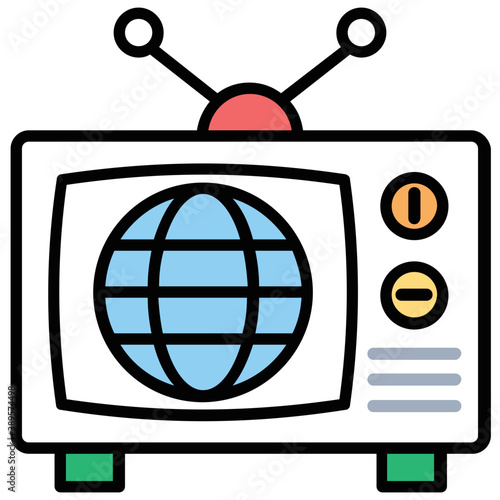 
Online newscast flat icon design
