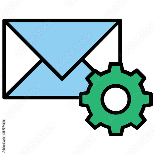 
Envelope with cogwheel together holding icon for mail settings 
