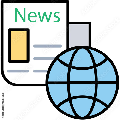 
Flat icon design of a print media newspaper
