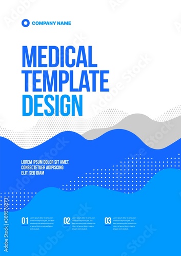 Template design with abstract dynamic waves for medical layout. Vector design A4 size for poster, flyer or banner.
