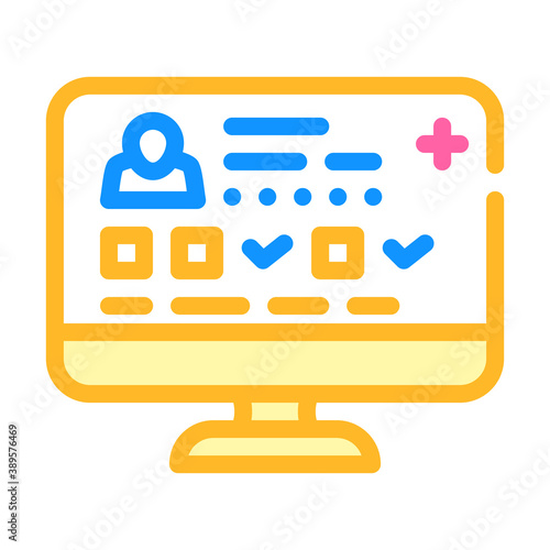 digital medical card color icon vector illustration