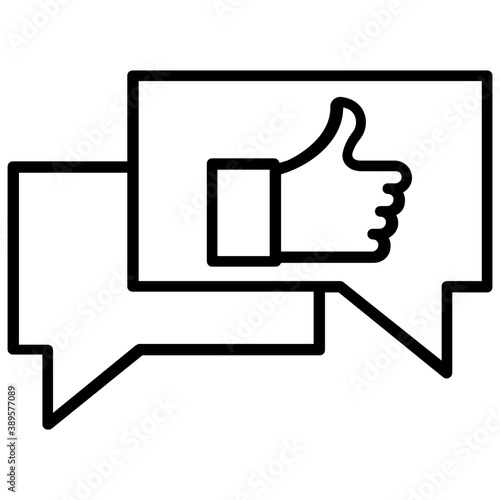  Speech bubbles with thumbs up gesture symbolising positive interaction 