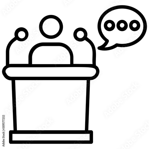 
A faceless male person delivering speech
