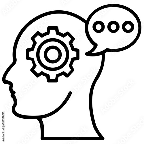 
Chat bubbles appearing in human head, thinking icon 
