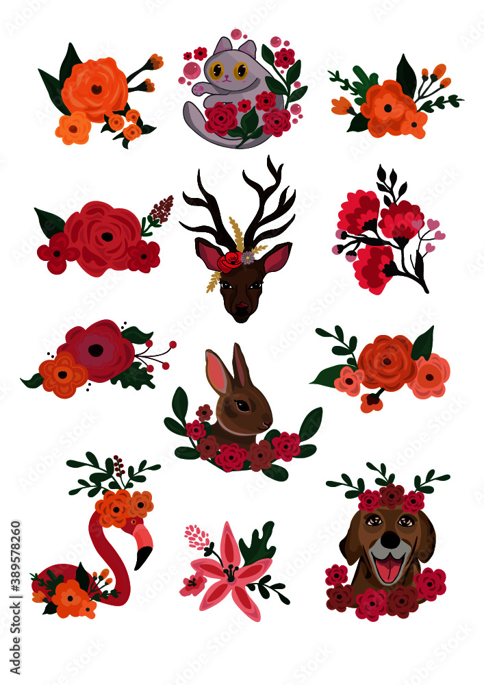 set of animals stickers set of animals stickers