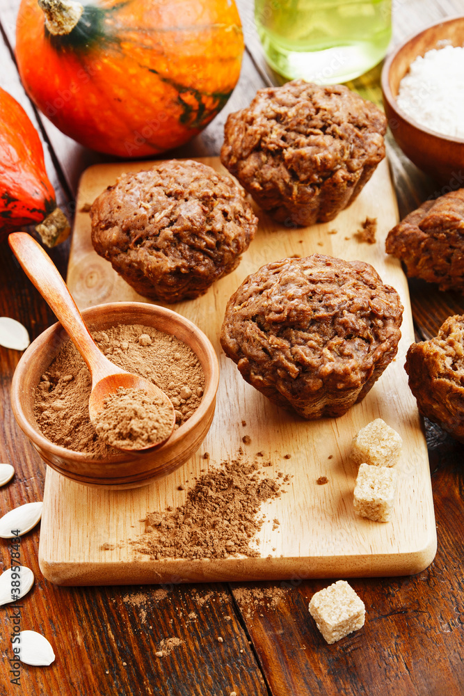 Fototapeta premium Pumpkin muffins on the table