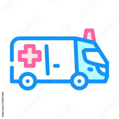 ambulance car color icon vector illustration sign