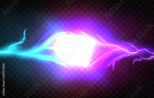 Electric Lightning blue and pink. Concept For Battle, Confrontation Or Fight between two lightning