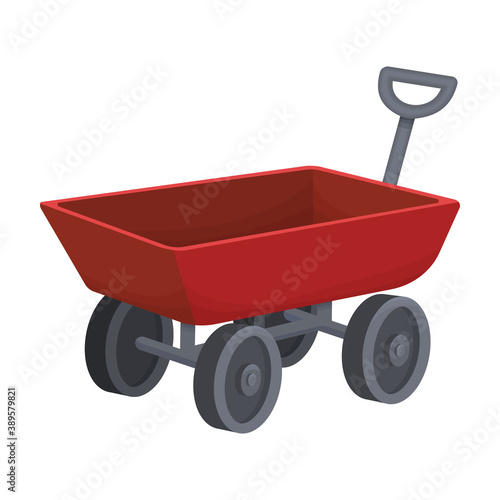 Garden wagon cartoon vector icon.Cartoon vector illustration wheelbarrow. Isolated illustration of garden wagon icon on white background.