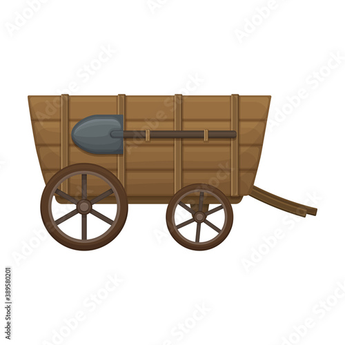 Wild west wagon cartoon vector icon.Cartoon vector illustration old carriage. Isolated illustration of wild west wagon icon on white background.