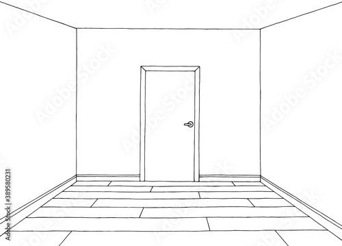 Room graphic black white home interior sketch illustration vector