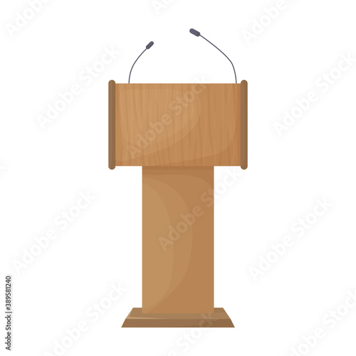 Tribunal podium cartoon vector icon.Cartoon vector illustration podium conference. Isolated illustration of tribunal podium icon on white background.