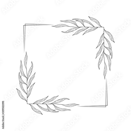 Vector isolated flourish square frame. Floral elegant border. Flower corner wreath for wedding card. © Kirill