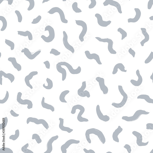 Wavy and swirled brush strokes vector seamless pattern. Grey paint freehand scribbles, abstract ink background. Brushstrokes, smears, lines, squiggle pattern. Abstract wallpaper design, textile print