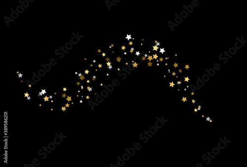 Stream from gold and silver stars. Vector