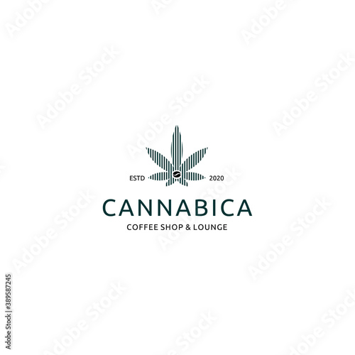 Pot Hemp Cannabis Marijuana Leaf with Coffee Bean Logo Design Inspiration for Coffee Shop and Lounge