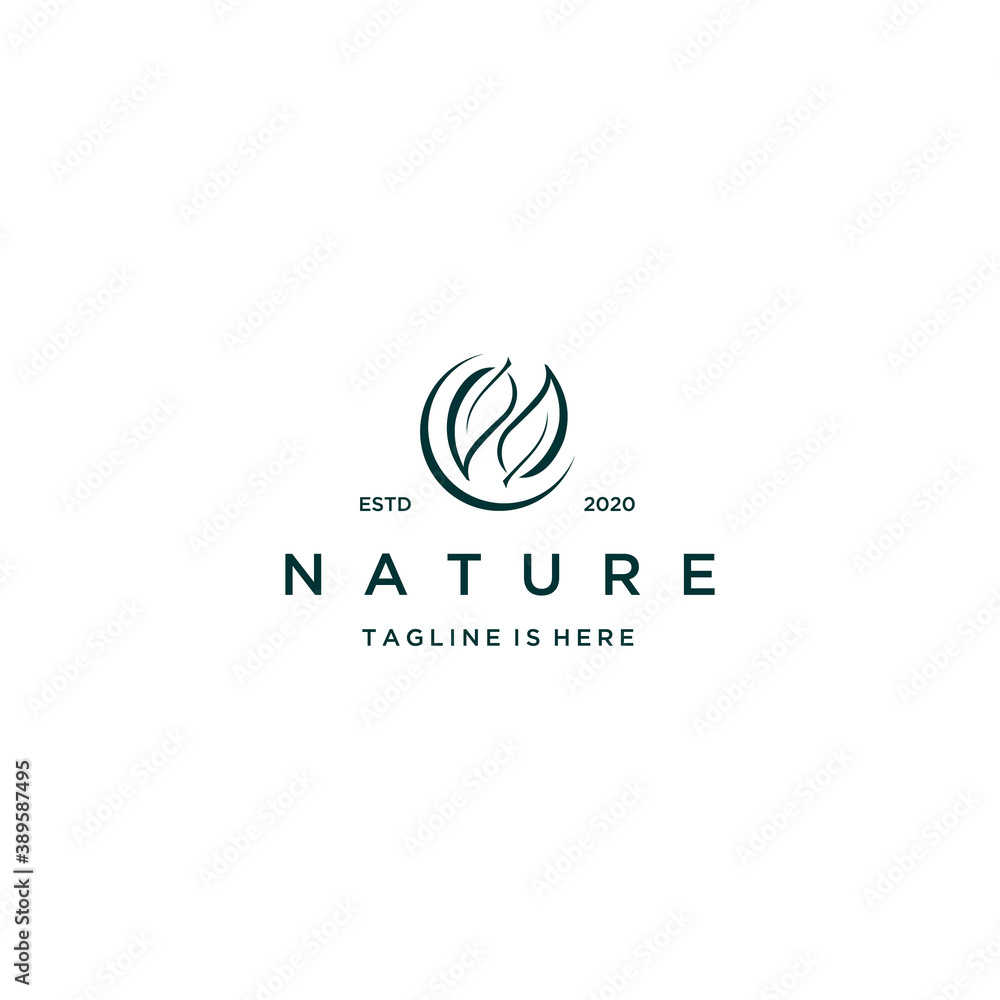Nature Leaf Icon with Half Circle Vector Illustration Nature Leaf Icon with Half Circle Vector Illustration