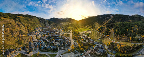 Aerial view of village of El Tarter in Andorra, located in the parish of Canillo photo