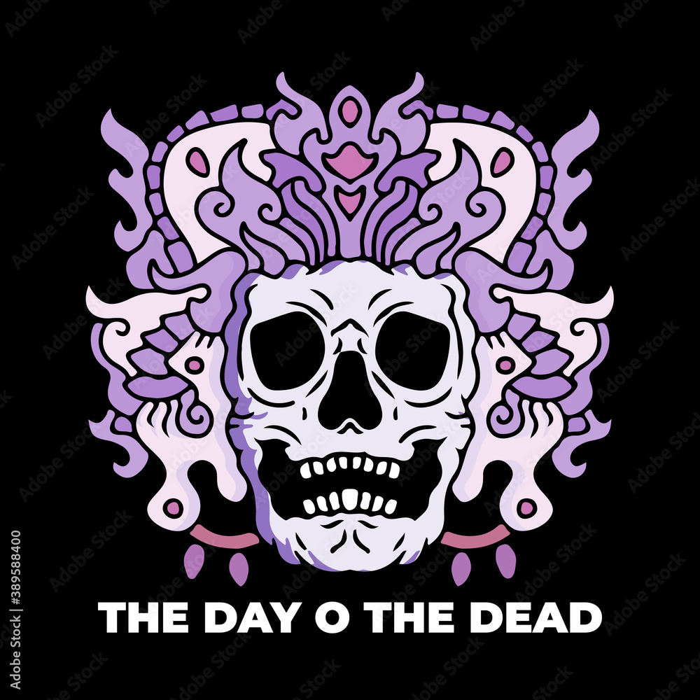 Cool abstract skeleton illustration for poster, sticker, or apparel merchandise.With tribal and hipster style.