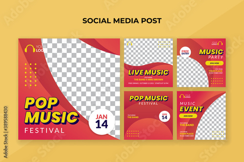 Pop music festival banner. Suitable for music event flyer, poster and social media post template