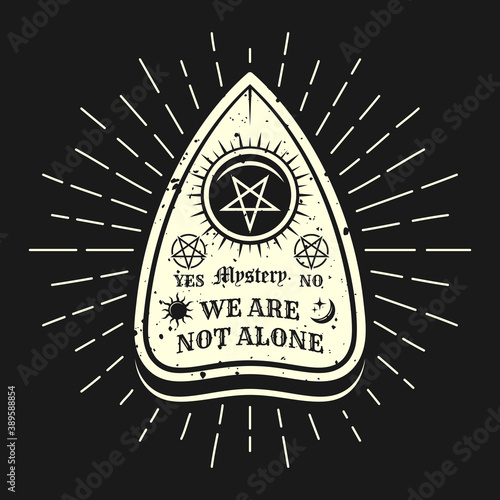 Ouija pointer with rays vector retro illustration
