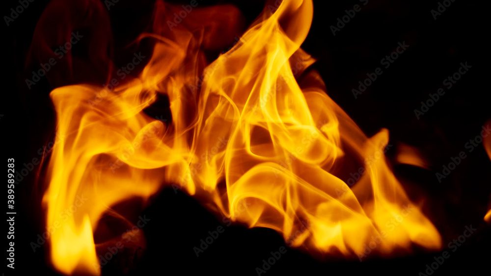 Flaming firewood in russian stove. low light. color Flaming firewood in russian stove. low light. color