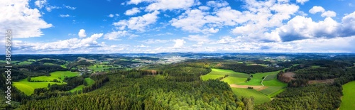 the siegerland landscape in germany with the city siegen in the back panorama