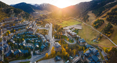 Aerial view of village of El Tarter in Andorra, located in the parish of Canillo photo
