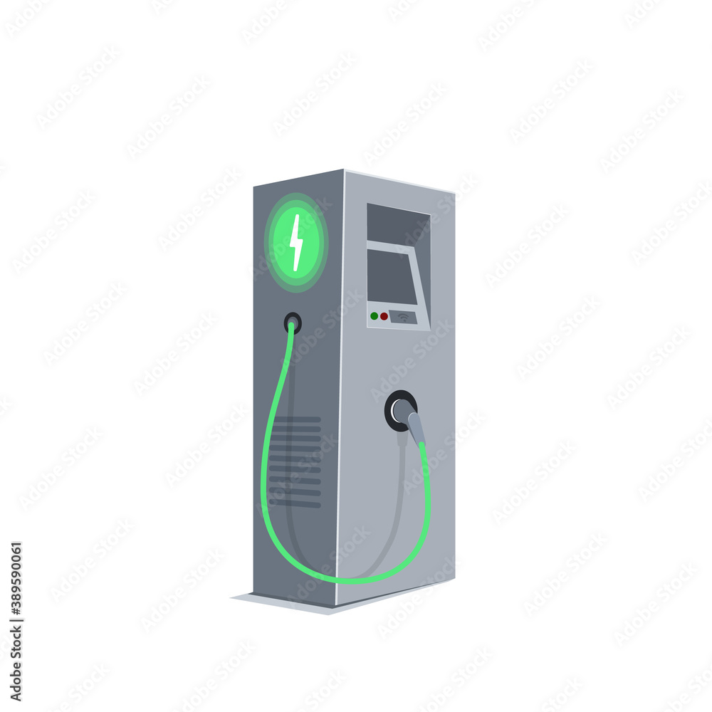 Charging station for electric car. E-charge. Green energy or eco concept. Vector Charging station for electric car. E-charge. Green energy or eco concept. Vector