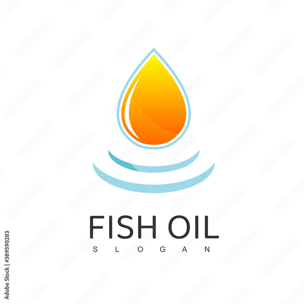 Fish Oil Logo With Droplet Symbol Fish Oil Logo With Droplet Symbol