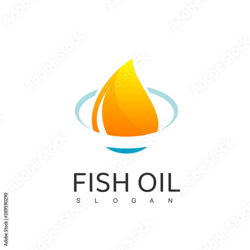 Fish Oil Logo With Droplet Symbol